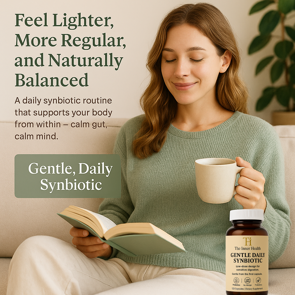 Gentle Synbiotic - Low CFU Probiotic and Prebiotic Formula - Sensitive Gut - FOS + XOS - DE111 B. subtilis, B. coagulans & L. rhamnosus - Gut Support for Women & Men - 120 Capsules